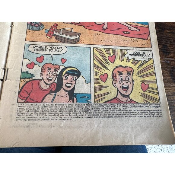 Archie Comic Life With Archie No #89 Sept 1969 Original Bagged Boarded Vintage - Picture 5 of 6